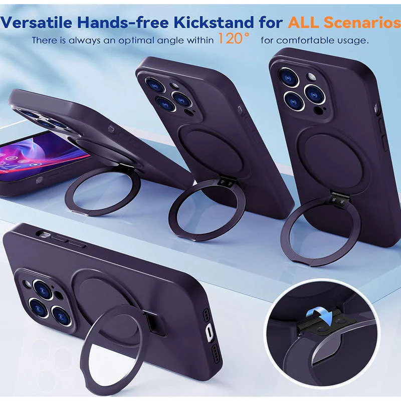 iPhone MagSafe Series | Liquid Silicone Foldable Stand Phone Case - Image 3