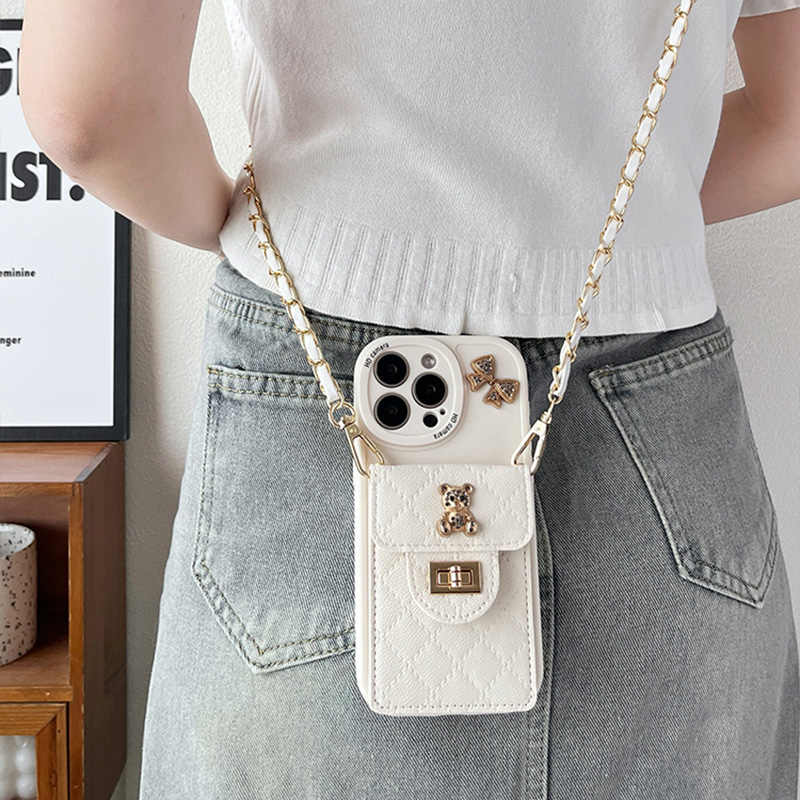 iPhone Lanyard Series | Genuine Leather Card Holder Phone Case [bear and Bow Accessories] - Image 4