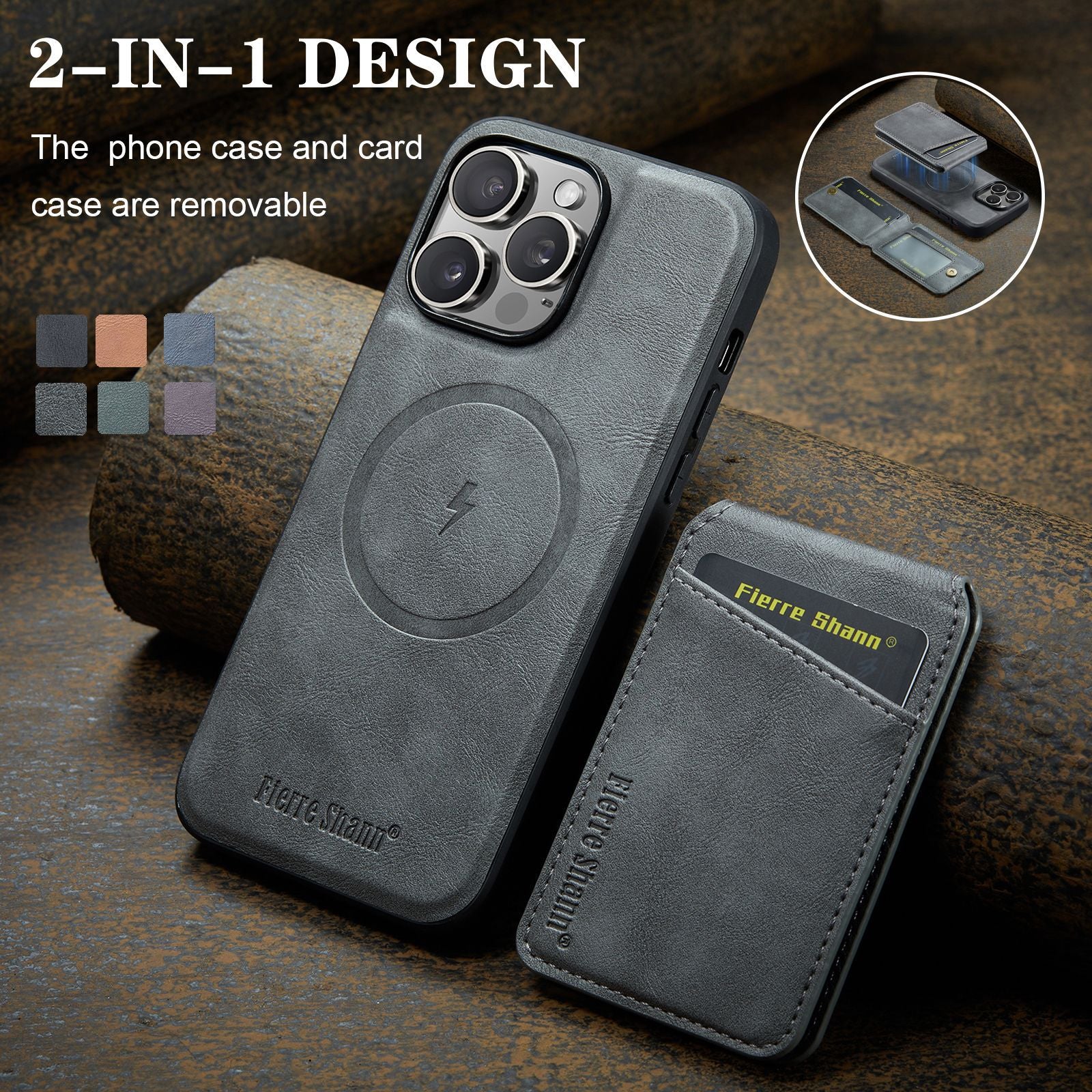 iPhone Magsafe Series | Magnetic Card Holder Leather Case - Image 3