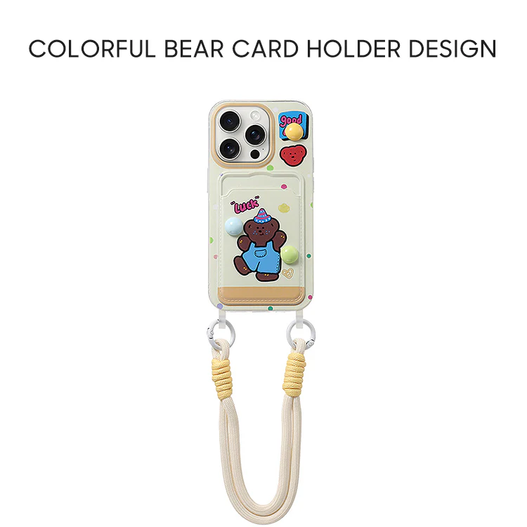iPhone Lanyard Series | Cartoon Design Card Holder Phone Case - Image 3