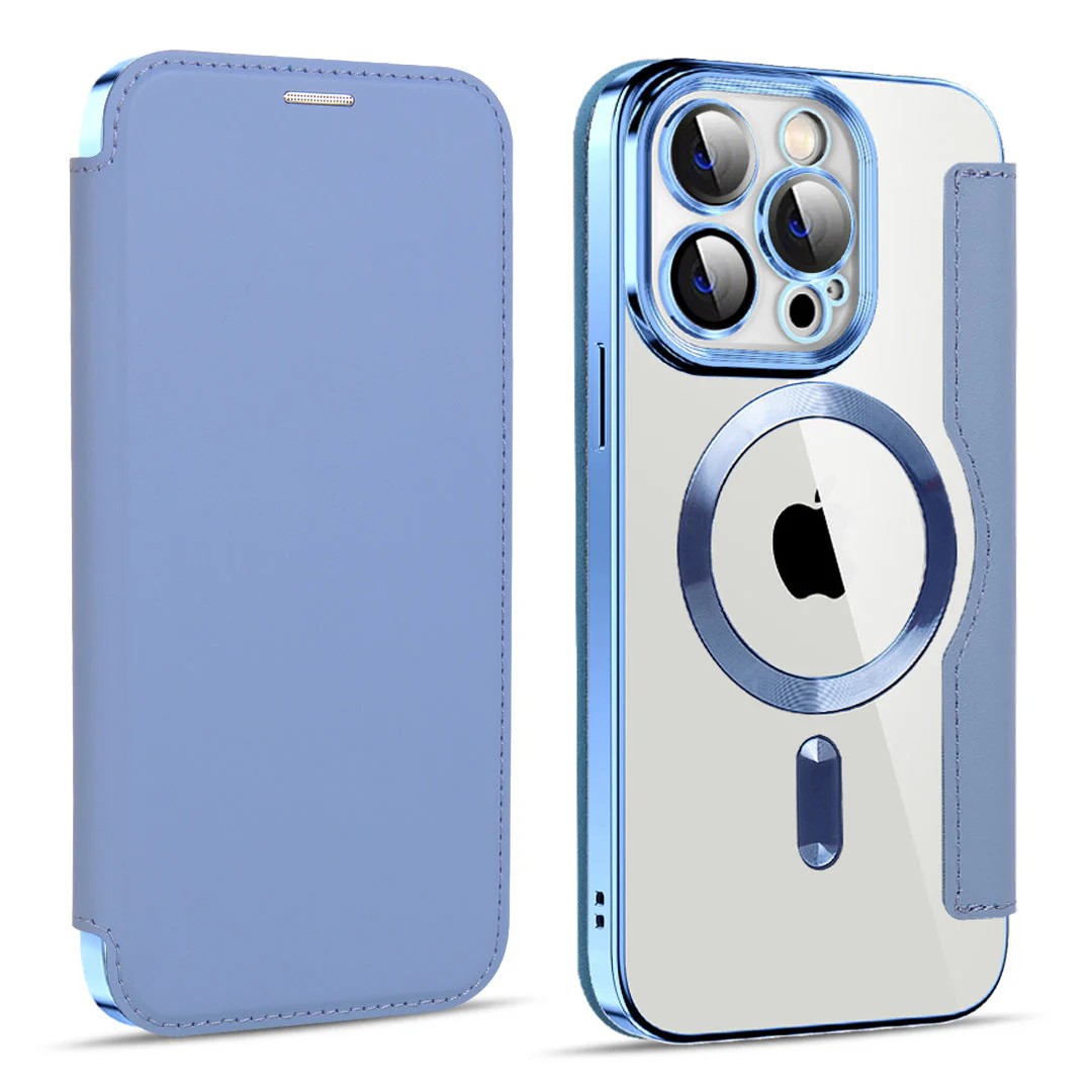 iPhone MagSafe Series | Business Type Magnetic Charging Electroplated Flip Leather Case - Image 10