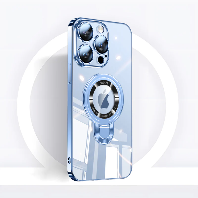 iPhone MagSafe Series | Transparent Electroplated Rotating Stand Mobile Phone Case - Image 6