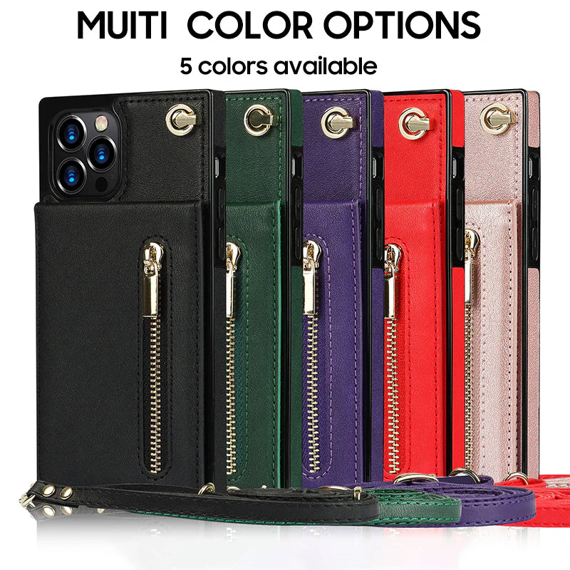 iPhone Series | Crossbody Cell Phone Leather Case with Zipper Card Holder Design - Image 6